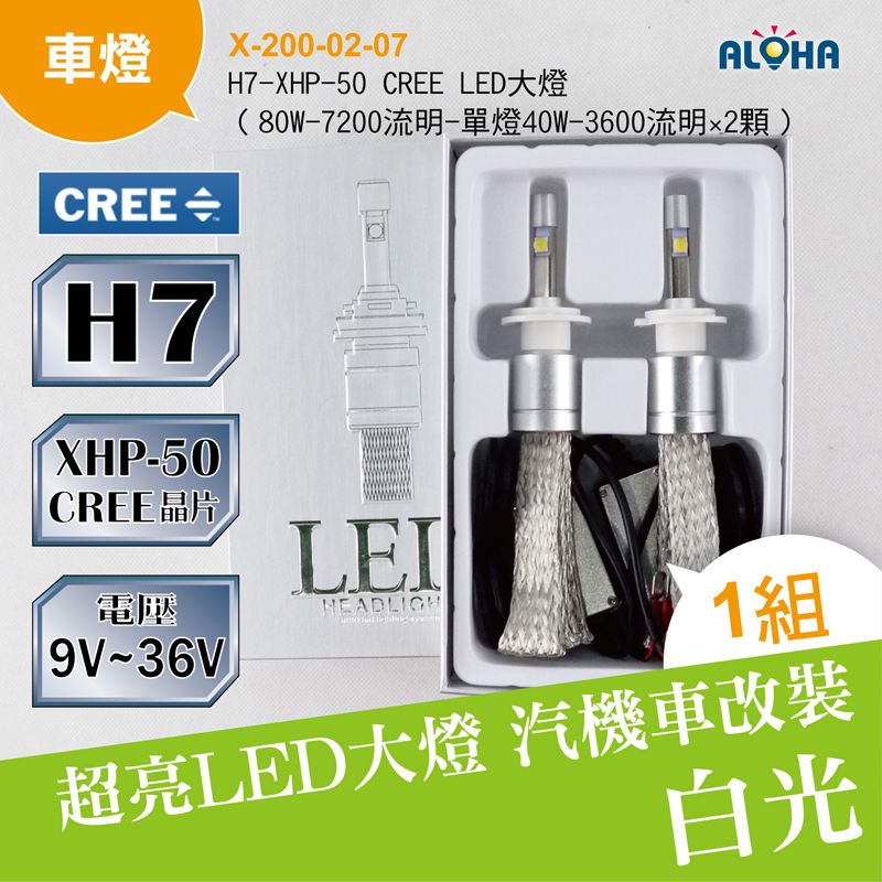 H7-XHP-50 CREE LED大燈（80W-9600流明-單燈40W-4800流明×2顆）
